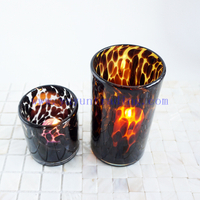Yayun New design handmade black amber empty cylinder tortoise candle jars 