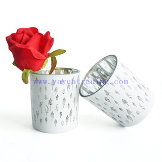 200ml Matte White Holiday Candle Jars With Laser Engraved Silver Gold Red Mercury Lantern Candle Holders