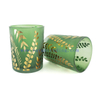 21oz green sandblasted candle jars with gold leaf pattern modern stylish candle holders for wedding