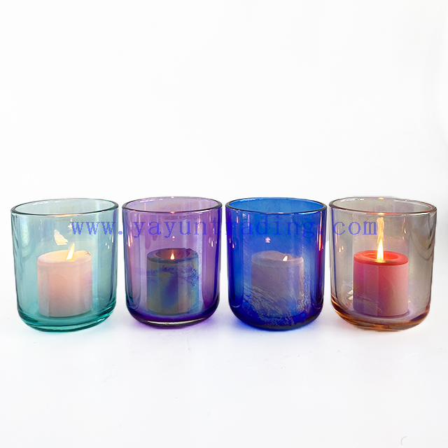 16oz Round Custom Colored Electroplated Glass Candle Jars