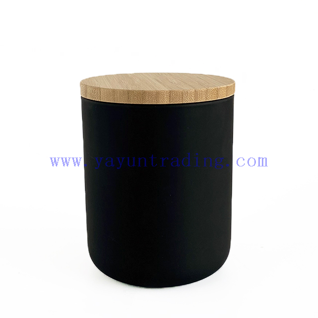 Best Selling High Quality Frosted Black Candle Jar with Lid 16oz Glass Candle Vessel