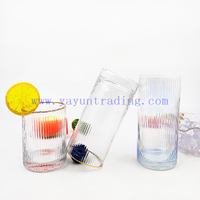 Bar Iced Water Ribbed Drinking Glass Different Size Glass Clear Tumblers Whiskey Glass Cup for Cold Tea Juice