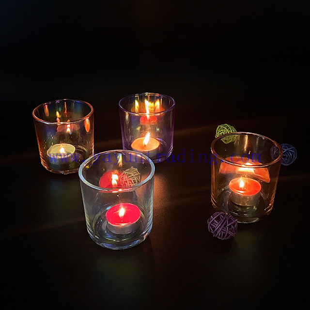 New Design Candle Jars for Wedding 8oz Empty Gradient Glass Candle Jar with Label Iridescent Candle Holder Wholesale