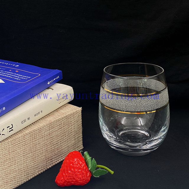 Hot Selling Clear Whisky Drinking Glass Handmade Rim Pattern Thick Base Wine Beer Glass Cup