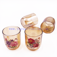 Luxury Vintage 8oz Colorful Empty Amber Glass Candle Jars With Lid