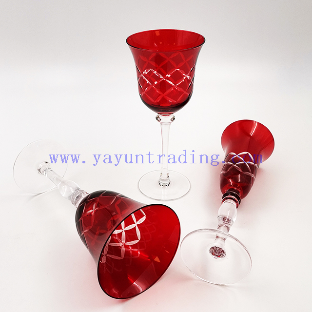 Vintage Colored Red Wine Glass Stemware Wine Glasses Cup Goblets