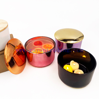 Electroplated Luxury Popular Iridescent Candle Jar Luxury Glass Candle Holders With Lids