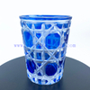 Delicate Hand Cut Ocean Blue Water Juice Milk Drinking Glass Cup