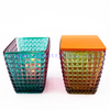 Square Shape Candle Container Matte Black Empty Cube Glass Candle Jars With Lids