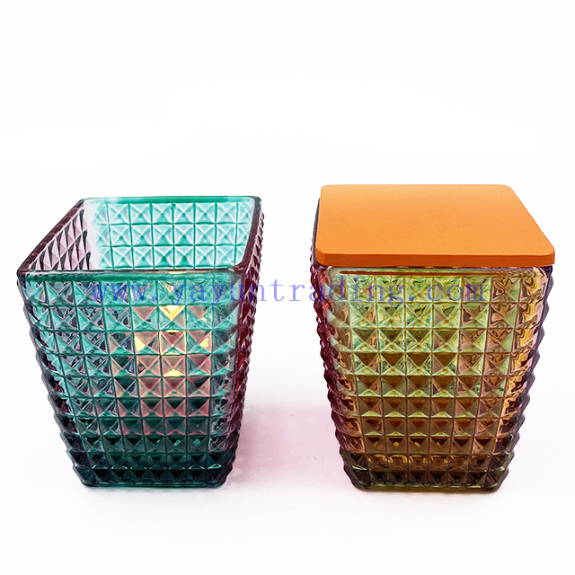 Square Shape Candle Container Matte Black Empty Cube Glass Candle Jars With Lids