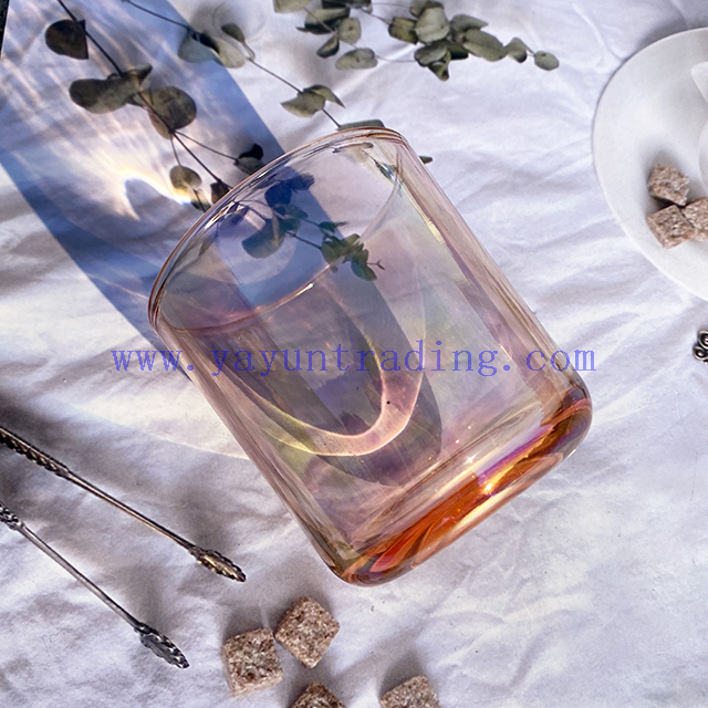 Wholesale Holographic Customized Scented Iridescent Pink Candle Glass Jars