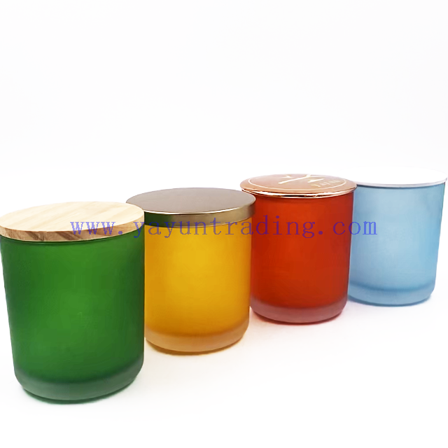 Custom Frosted Glass Candle Jar 12oz Matte Luxury Candle Containers with Lids