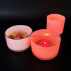 Glossy Painted Pink Glass Candle Jars With Silver Rim Candle Vessels for Candle Making