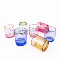 6oz 8oz Shiny Custom Colored Glass Jar Holders Gold Silver Rim Luxury Candle Container with Wooden Lids