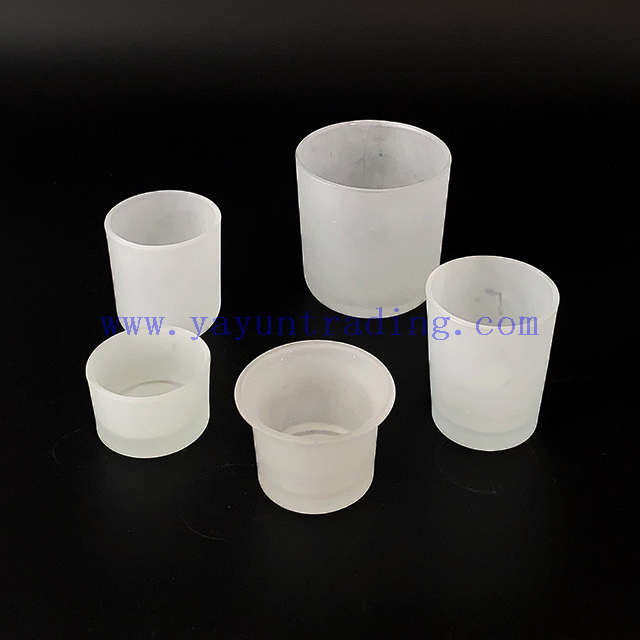 Custom Frosted Empty Colorful Container Cylinder Empty Glass Candle Jar Tea Light Holder for Table Ornament
