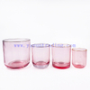 Luxury Shiny Votive Holder Custom Painted Vogue Empty Pink Glass Candle Jars with Gold Rim