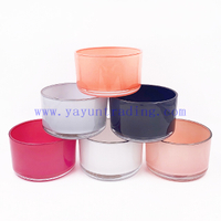 Custom 3 Wick Candle Jars Colorful Vessels Luxury Glass Candle Holder with Gold/silver Rim Large Size Candle Containers
