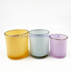 Custom Colors Glossy Empty Colorful Container Glass Candle Jar with Gold/Silver Rim