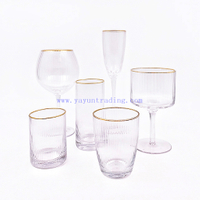 Japanese Style Simple Household Thick Bottom Crystal Glass Vertical Stripes Ribbed Martini Wine Glass