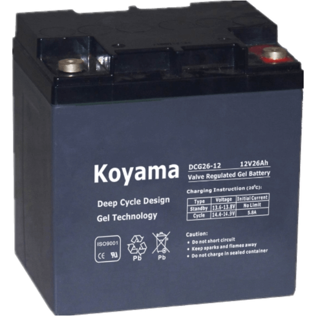 12V26AH Deep Cycle Gel Battery DCG26-12 for wheel chair 