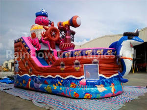 RB11016（8x4m）Inflatable Commercial Pirate Boat With Slide For Sale