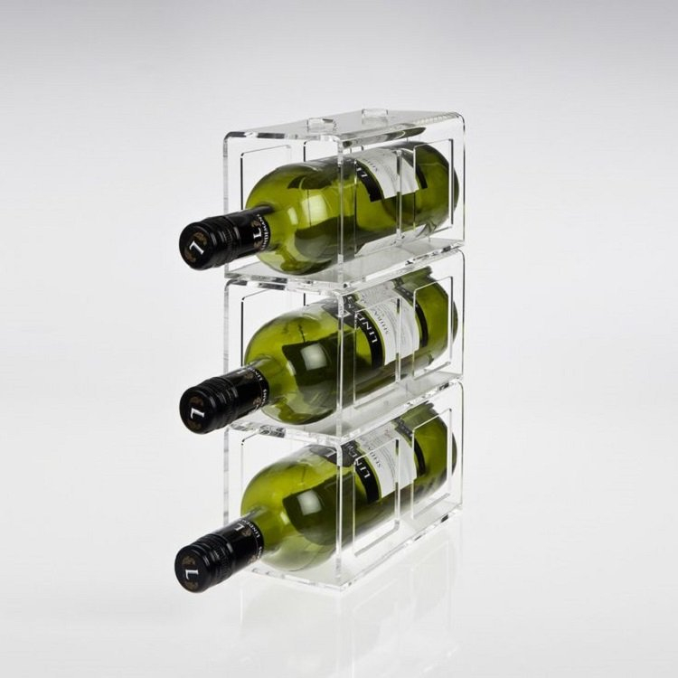 Custom Design Acrylic Glass Plastic Wine Bottle Holder Rack Dongguan