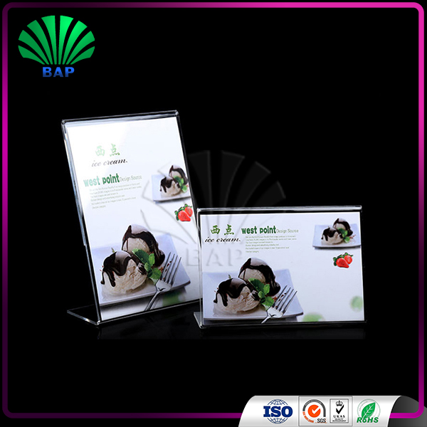 Custom design tabletop menu holder clear acrylic display stand