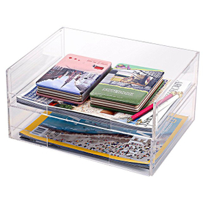 New Creative Clear Acrylic Transparent office magazine file Storage Holder Box Stackable Brochure Holder