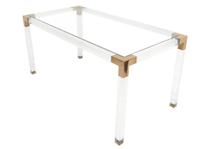 2018 Dining Table Rose Gold Table Frame and Acrylic Legs Glass Top Dining Table