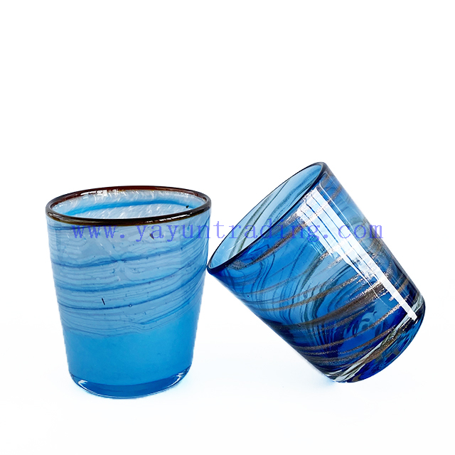 Unique Design Hand Blown Horn Shape Swirl Glass Candle Jar