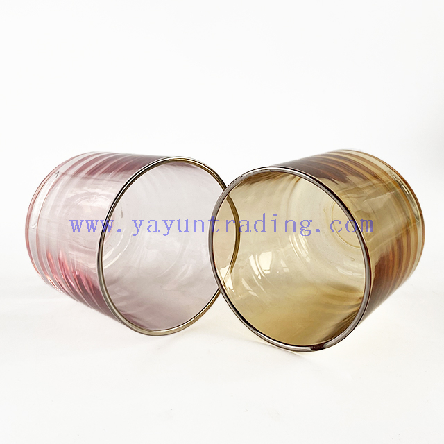 Wholesale Machine Made Shiny Candle Jar Silver Rim Glass Candle Holder
