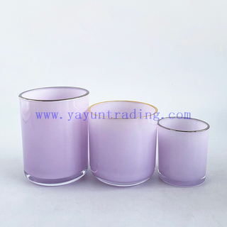 17oz curved bottom gold rim soft touch colored candle jarsfor home decor