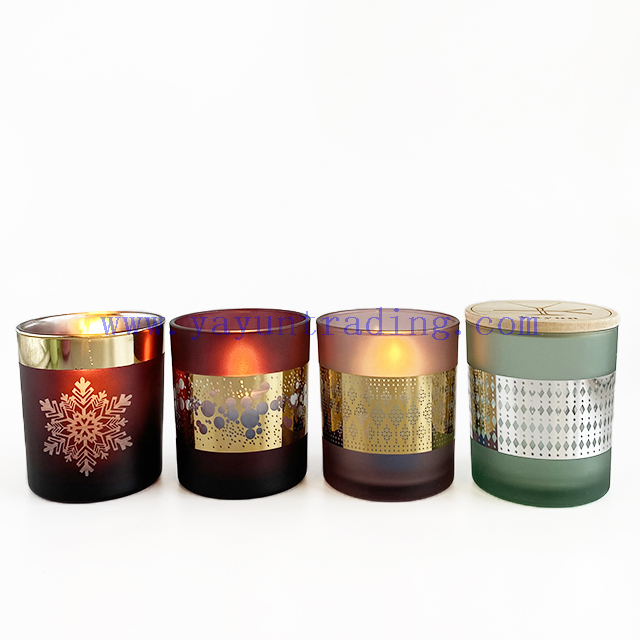 New Arrival Snow Pattern Glass Candle Jars Laser Engraving for Home Decoration