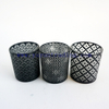 6oz hot sale laser cut black frosted glass candle holders unique candle vessels with black ceramic lids