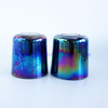 Colorful ion plating iridescent glass candle jars 8oz empty candle vessels with gold rose gold black lids