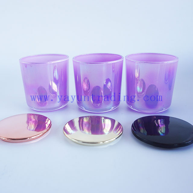 Heat Resistant Empty ion plating candle containers 8oz with luxury ceramic lids