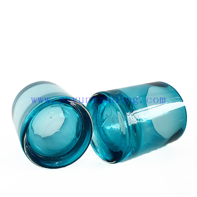 Customized Top Unique Fancy Blue Glass Handmade Decorative Candle Jar