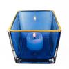 Cute Candle Jars Transparent Glass Square Blue Decorative Candle Jars