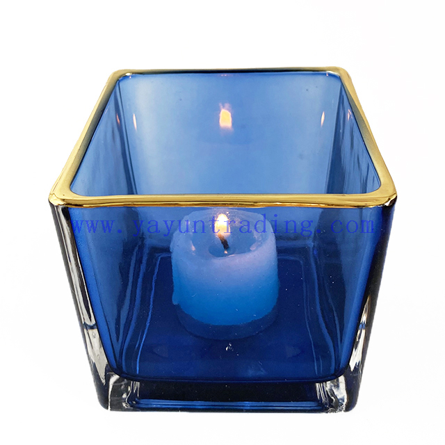 Wholesale Custom 10oz Shiny Colors Square Glass Candle Jars for Candles