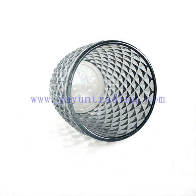 Popular 170ml Translucent Empty Horn Grey Glass Candle Cup