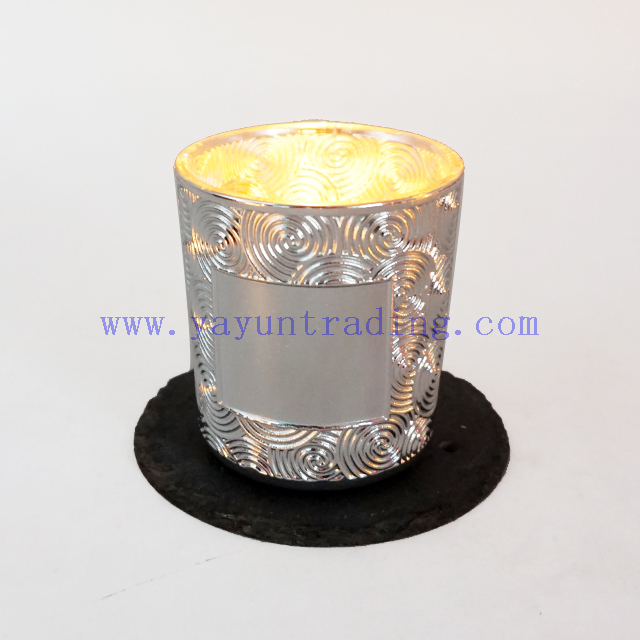 190ml/380ml Electroplated Round Empty Silver Glass Candle Container