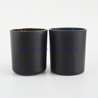 Yayun hot sale 12oz black matte glass candle jar in flat bottom and round bottom design
