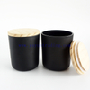 Yayun best selling black white frosted 12oz empty candle jars with bamboo wooden lids