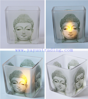 290ml Religious Belief Empty Translucent Glass Buddha Candle Holder