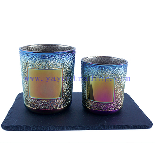 190ml 380ml Cylinder Round Electroplated Gredient Glass Candle Container