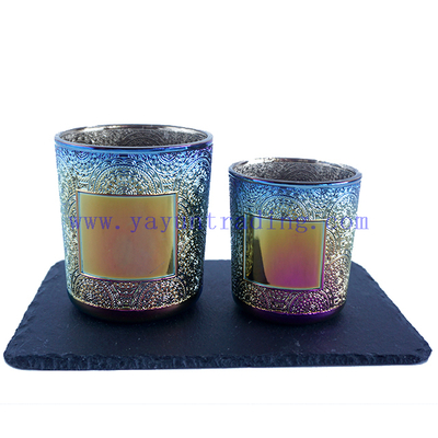 190ml 380ml Cylinder Round Electroplated Gredient Glass Candle Container