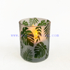 Set 3 Modern Sandblasted Decal Logo Pattern Glass Candle Holder