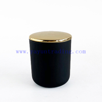 Customized Glass Candle Holder With Gold Ceramic Lid
