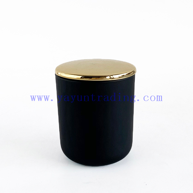 Customized Glass Candle Holder With Gold Ceramic Lid