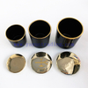 8oz 12oz 16oz Classical Glass Candlestick Holder Wirh Gold Rim And Ceramic Lids 